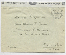 LETTRE COVER CAMP MILITAIRE INTERNEMENT ROHRBACH HUTTWIL SUISSE + BANDE GEOFFNET MILITAIR ZENSUR POUR MARSEILLE - Postmarks