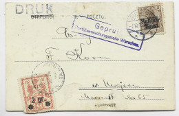 GERMANY GERMANIA 3C POST KARTE WARSZAWA 1916 + 2GR DEFAUT POLAND POLSKA B/TB - Brieven En Documenten