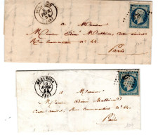 FRANCE, 2 LETTRES AVEC No 10 NAPOLEON PRESIDENCE, AVEC CORRESPONDANCE - 1852 Luis-Napoléon