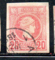 GREECE GRECIA HELLAS 1888 1895 HERMES MERCURY MERCURIO LEPTA 20l USED USATO OBLITERE' - Gebruikt