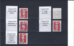 Marianne Du Bicentenaire - Roulettes N° 2719 - 2,50 F Rouge - Lot " Petites Variétés Phosphorescentes , Oblitérées ". - 1989-1996 Bicentenial Marianne