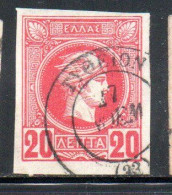 GREECE GRECIA HELLAS 1888 1895 HERMES MERCURY MERCURIO LEPTA 20l USED USATO OBLITERE' - Used Stamps