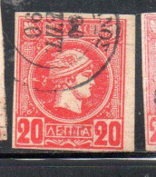 GREECE GRECIA HELLAS 1888 1895 HERMES MERCURY MERCURIO LEPTA 20l USED USATO OBLITERE' - Used Stamps