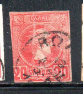 GREECE GRECIA HELLAS 1888 1895 HERMES MERCURY MERCURIO LEPTA 20l USED USATO OBLITERE' - Oblitérés