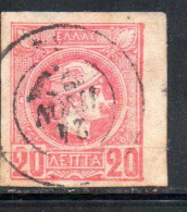 GREECE GRECIA HELLAS 1888 1895 HERMES MERCURY MERCURIO LEPTA 20l USED USATO OBLITERE' - Used Stamps