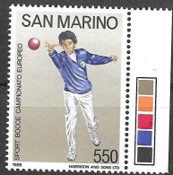 SAN MARINO - 1986 - CAMPIONATO BOCCE -  NUOVO MNH** ( YVERT 1142 - MICHEL 1348 - SS 1189) - Nuovi