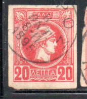 GREECE GRECIA HELLAS 1888 1895 HERMES MERCURY MERCURIO LEPTA 20l USED USATO OBLITERE' - Used Stamps