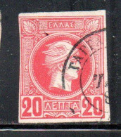 GREECE GRECIA HELLAS 1888 1895 HERMES MERCURY MERCURIO LEPTA 20l USED USATO OBLITERE' - Gebruikt