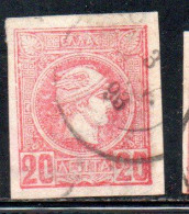 GREECE GRECIA HELLAS 1888 1895 HERMES MERCURY MERCURIO LEPTA 20l USED USATO OBLITERE' - Gebruikt