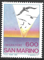 SAN MARINO - 1985 - EMIGRAZIONE -  NUOVO MNH** ( YVERT 1109 - MICHEL 1315 - SS 1161) - Nuevos