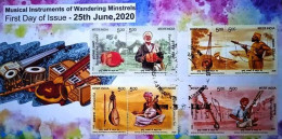 INDIA 2020 MUSICAL INSTRUMENTS WANDERING MINSTRELS PRIVATE FIRST DAY COVER FDC USED - Lettres & Documents