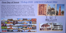 INDIA 2020 UNESCO CULTURAL SITES PRIVATE FIRST DAY COVER FDC USED - Sri Lanka (Ceylan) (1948-...)