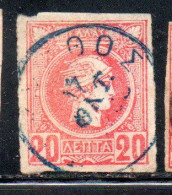 GREECE GRECIA HELLAS 1888 1895 HERMES MERCURY MERCURIO LEPTA 20l USED USATO OBLITERE' - Used Stamps