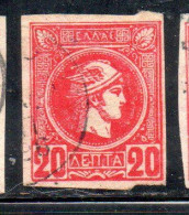 GREECE GRECIA HELLAS 1888 1895 HERMES MERCURY MERCURIO LEPTA 20l USED USATO OBLITERE' - Gebruikt