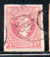 GREECE GRECIA HELLAS 1888 1895 HERMES MERCURY MERCURIO LEPTA 20l USED USATO OBLITERE' - Used Stamps