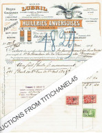 Factuur Van 1929 - BERCHEM - ANTWERPEN - HUILERIES ANVERSOISES - Huiles & Graisses, Paraffines, White Spirit - Otros & Sin Clasificación