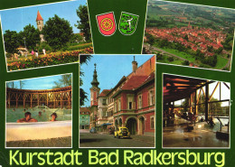 BAD RADKERSBURG, MULTIPLE VIEWS, ARCHITECTURE, TOWER, POOL, CARS, RESORT, EMBLEM, AUSTRIA, POSTCARD - Bad Radkersburg