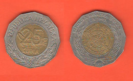 ONU Croazia 25 Kuna 1997 Croatia Hrvatska Croatie Bimetallic Coin Adesione Croazia Nell'ONU - Croazia