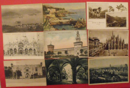 Lot De 9 Cartes Postales. Italie. Firenze Milano  Lago Maggiore Venezia Torino Nervi - Collezioni E Lotti