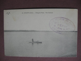 CPA 18 ARGENT Etang Du Puits Vue Centrale BARQUE PECHEURS Cachet AU PECHEUR SOLOGNOT Hotel PEPIN - Argent-sur-Sauldre