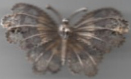 Ancienne  Broche Papillon 43 Mm  X 25 Mm Poinçon  Argent 800 - Spille