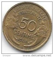 France 50 Centimes 1938 Km  894.1  Xf+ - 50 Centimes