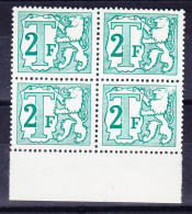 BELGIQUE COB TX 67 V1 ** MNH, GOMME BLEUE, TACHE EN HAUT A DROIT, BLOC DE 4.  (5V223) - Autres & Non Classés