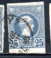 GREECE GRECIA HELLAS 1888 1895 HERMES MERCURY MERCURIO LEPTA 25l USED USATO OBLITERE' - Used Stamps