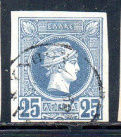 GREECE GRECIA HELLAS 1888 1895 HERMES MERCURY MERCURIO LEPTA 25l USED USATO OBLITERE' - Used Stamps