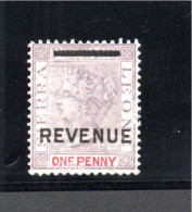 Sierra Leone Old One Penny Victoria Stamp Oveprinted Revenue MLH - Sierra Leone (...-1960)