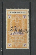 DEUTSCHLAND Germany RHEINPROVINZ O 1906 Steuermarke Gebührenmarke O - Dienstmarken