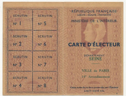 FRANCE - Carte D'Electeur 1953 X2 - SEINE Ville De Paris 15eme Et Mairie D'Herblay (Seine Et Oise) - Historical Documents