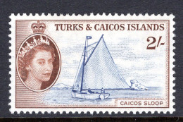 Turks & Caicos Islands 1957 QEII Pictorials - 2/- Caicos Sloop LHM (SG 248) - Turks And Caicos