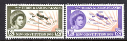 Turks & Caicos Islands 1958 New Constitution Set LHM (SG 251-252) - Turks And Caicos