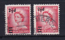 New Zealand: 1961   QE II - Surcharge   SG808/808a   2½d On 3d  [wide And Narrow Setting]  Used - Oblitérés
