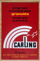 Plaque Publicitaire Engrais Carling - Houillères Bassin Lorraine 57 St Avold Moselle - Engrais Azotés - 20x30 Cm - Plaques En Tôle (après 1960)