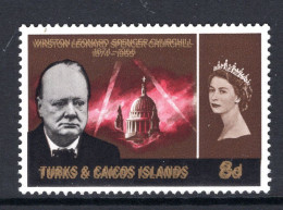 Turks & Caicos Islands 1966 Churchill Commemoration - 8d Value - ERROR - Gold Printing Double - MNH (SG 264a) - Turks And Caicos