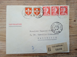 1011C Marianne De Muller Sur Pli Recommandé Au Tarif Du 06 Janvier 1959. L 25 Fr - R 60Fr - 1955-1961 Maríanne De Muller