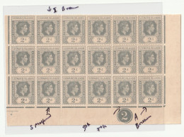 Leeward Island 1942 SG 103 Slate-  Grey Block Of 18 Stamps With Errors And Many Variety's,  ( Sh17) - Leeward  Islands