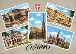 VIENNA, MULTIPLE VIEWS, ARCHITECTURE, EMBLEM, CHURCH, BUS, CARS, CASTLE, PARK, AUSTRIA, POSTCARD - Wien Mitte