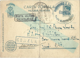 ROMANIA 1944 CENSORED, OPM.Nr.3805, FREE MILITARY, WW2 POSTCARD STATIONERY - Cartas De La Segunda Guerra Mundial