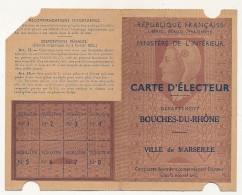 FRANCE - Carte D'Electeur 1953 X2 - Bouches Du Rhöne - Ville De Marseille - 6eme Bureau Capelette - Historical Documents
