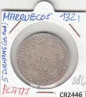 CR2446 MONEDA MARRUECOS 5 DIRHAMS 1321 PLATA  - Autres – Afrique