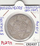 CR2437 MONEDA MARRUECOS 5 DIRHAMS 1323 PLATA - Sonstige – Afrika