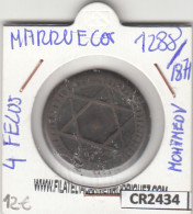 CR2434 MONEDA MARRUECOS 4 FELOS 1288/1871 - Autres – Afrique