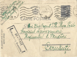 ROMANIA 1943 POSTCARD, CENSORED CAMPULUNG-BUCOVINA 4, POSTCARD STATIONERY - Storia Postale Seconda Guerra Mondiale