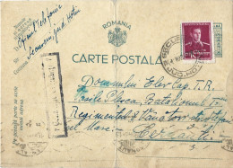 ROMANIA 1943 POSTCARD, CENSORED CERNAUTI 7, POSTCARD STATIONERY - Lettres 2ème Guerre Mondiale