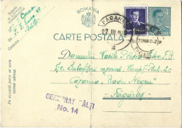 ROMANIA 1942 POSTCARD, CENSORED BALTI NO.14, POSTCARD STATIONERY - 2de Wereldoorlog (Brieven)