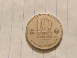 Israel-Coins-SHEKEL(1985-1981)-10 SHEQELIM-Hapanka 35-(HANUKKAH)-(1984)-(33)-תשמ"ד-NIKEL-good - Israël