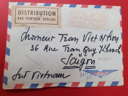 Étiquette " Distribution Par Porteur Spécial " Sur Enveloppe De Nice Pour Saigon En 1973 - J 431 - 1961-....